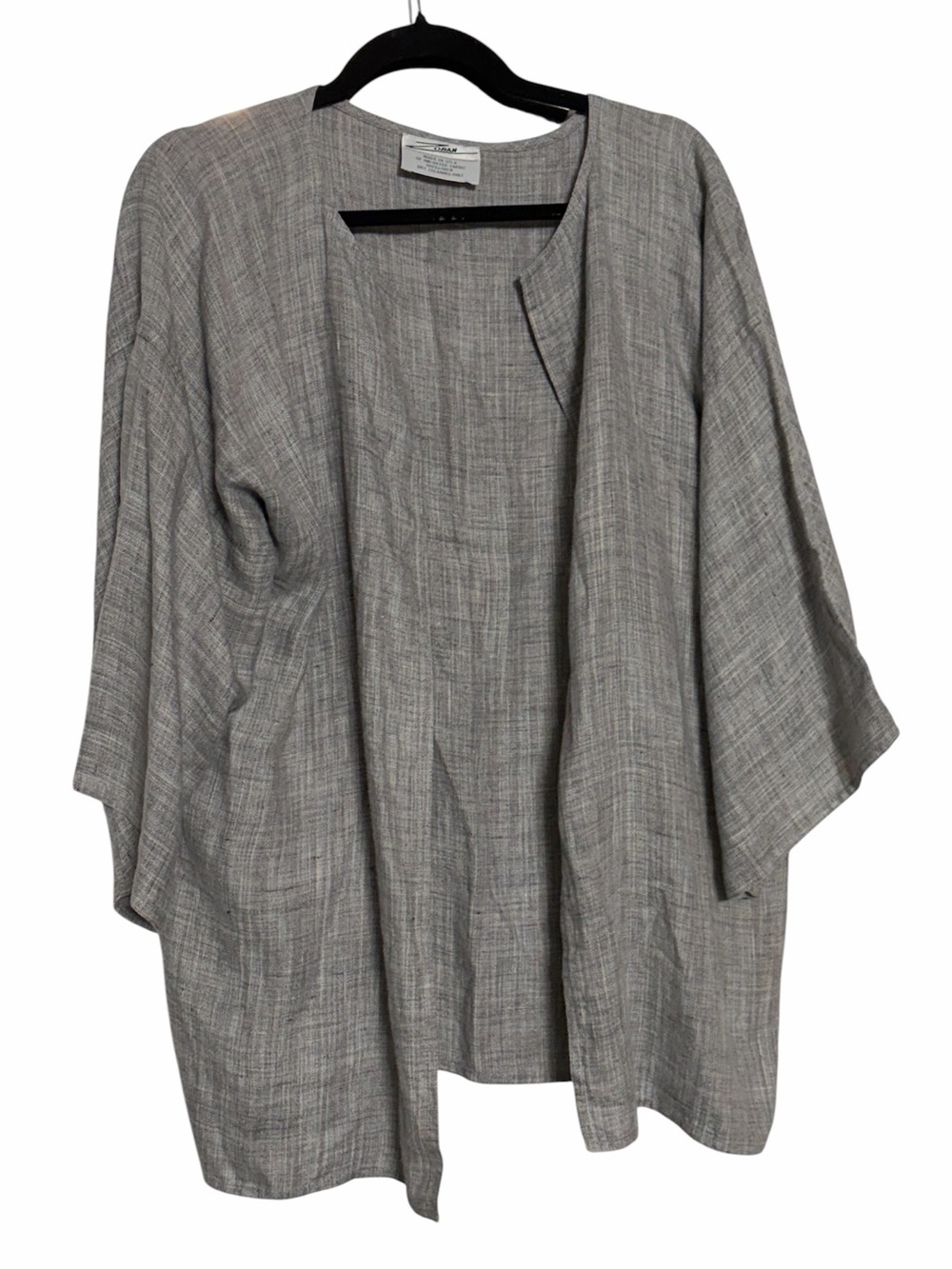 ZORAN 100% Linen Italy Open Oversized Lagenlook Shirt Tunic Blouse Top Gray
